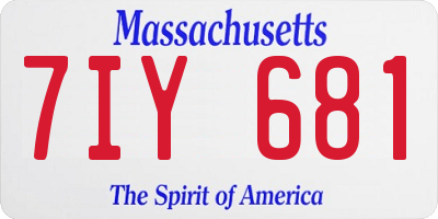 MA license plate 7IY681