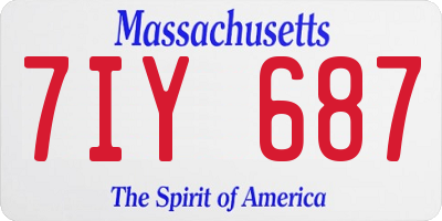 MA license plate 7IY687