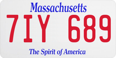 MA license plate 7IY689