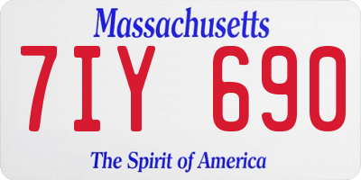 MA license plate 7IY690