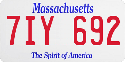 MA license plate 7IY692
