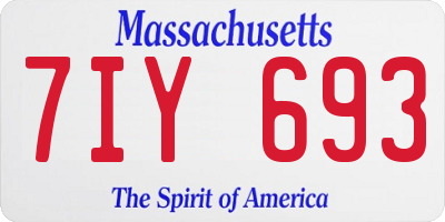 MA license plate 7IY693
