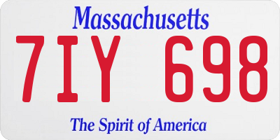 MA license plate 7IY698