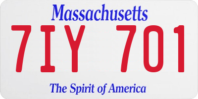 MA license plate 7IY701