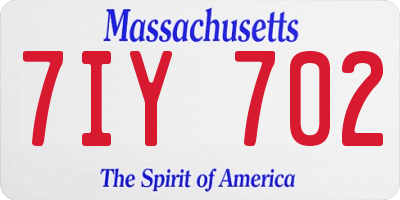 MA license plate 7IY702