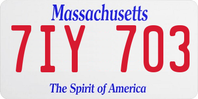 MA license plate 7IY703