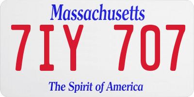 MA license plate 7IY707