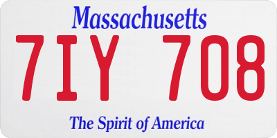 MA license plate 7IY708
