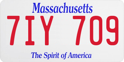 MA license plate 7IY709