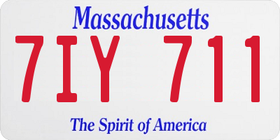 MA license plate 7IY711