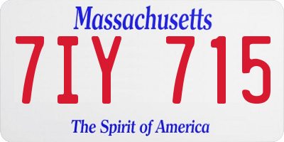 MA license plate 7IY715