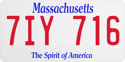 MA license plate 7IY716