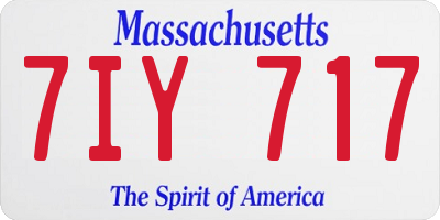 MA license plate 7IY717