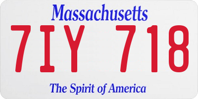 MA license plate 7IY718