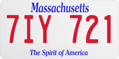 MA license plate 7IY721