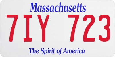 MA license plate 7IY723