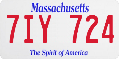 MA license plate 7IY724