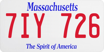 MA license plate 7IY726