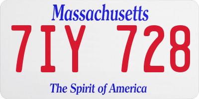 MA license plate 7IY728