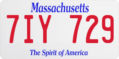 MA license plate 7IY729