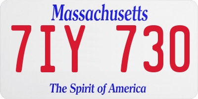 MA license plate 7IY730