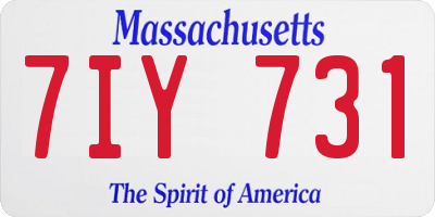 MA license plate 7IY731