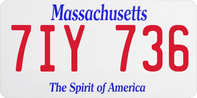 MA license plate 7IY736