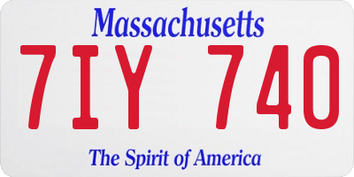 MA license plate 7IY740