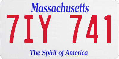 MA license plate 7IY741