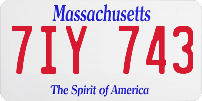 MA license plate 7IY743