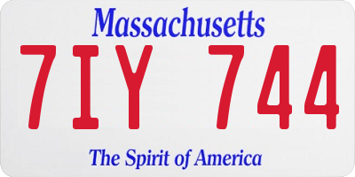 MA license plate 7IY744