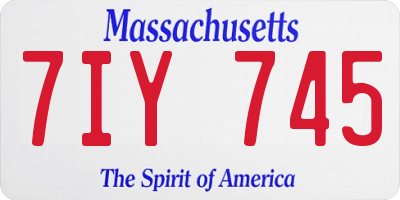 MA license plate 7IY745