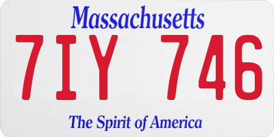 MA license plate 7IY746