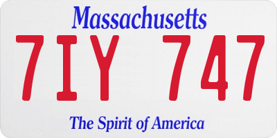 MA license plate 7IY747