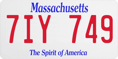 MA license plate 7IY749