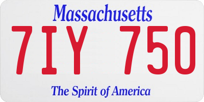 MA license plate 7IY750