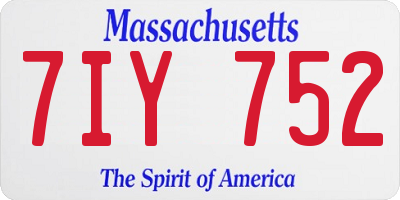 MA license plate 7IY752