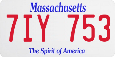 MA license plate 7IY753