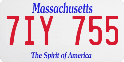 MA license plate 7IY755