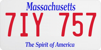 MA license plate 7IY757