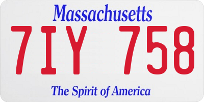 MA license plate 7IY758