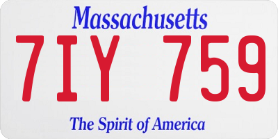 MA license plate 7IY759