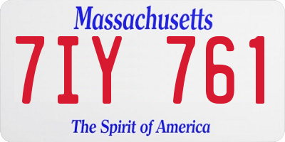 MA license plate 7IY761