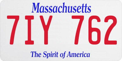 MA license plate 7IY762