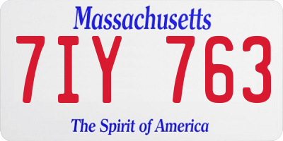 MA license plate 7IY763