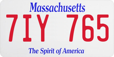 MA license plate 7IY765