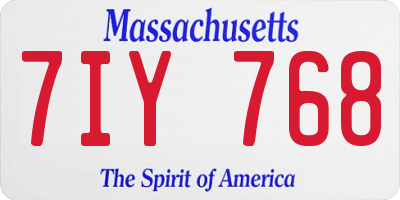 MA license plate 7IY768