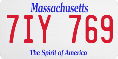 MA license plate 7IY769