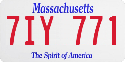 MA license plate 7IY771