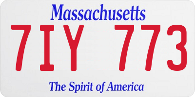 MA license plate 7IY773